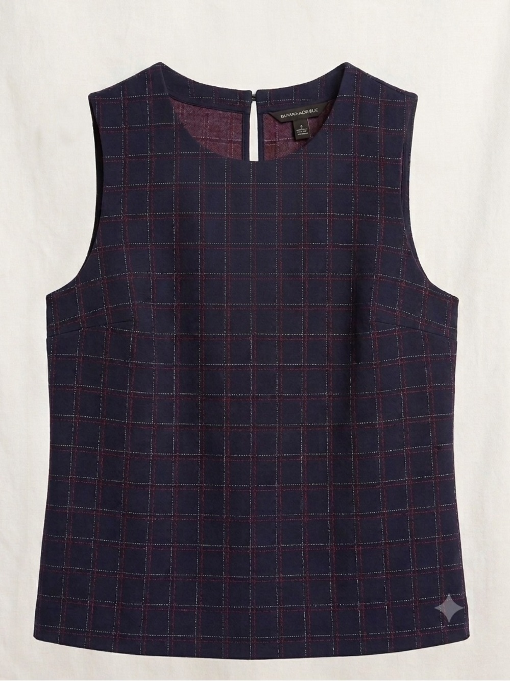 Banana Republic Navy Plaid Sleeveless Top